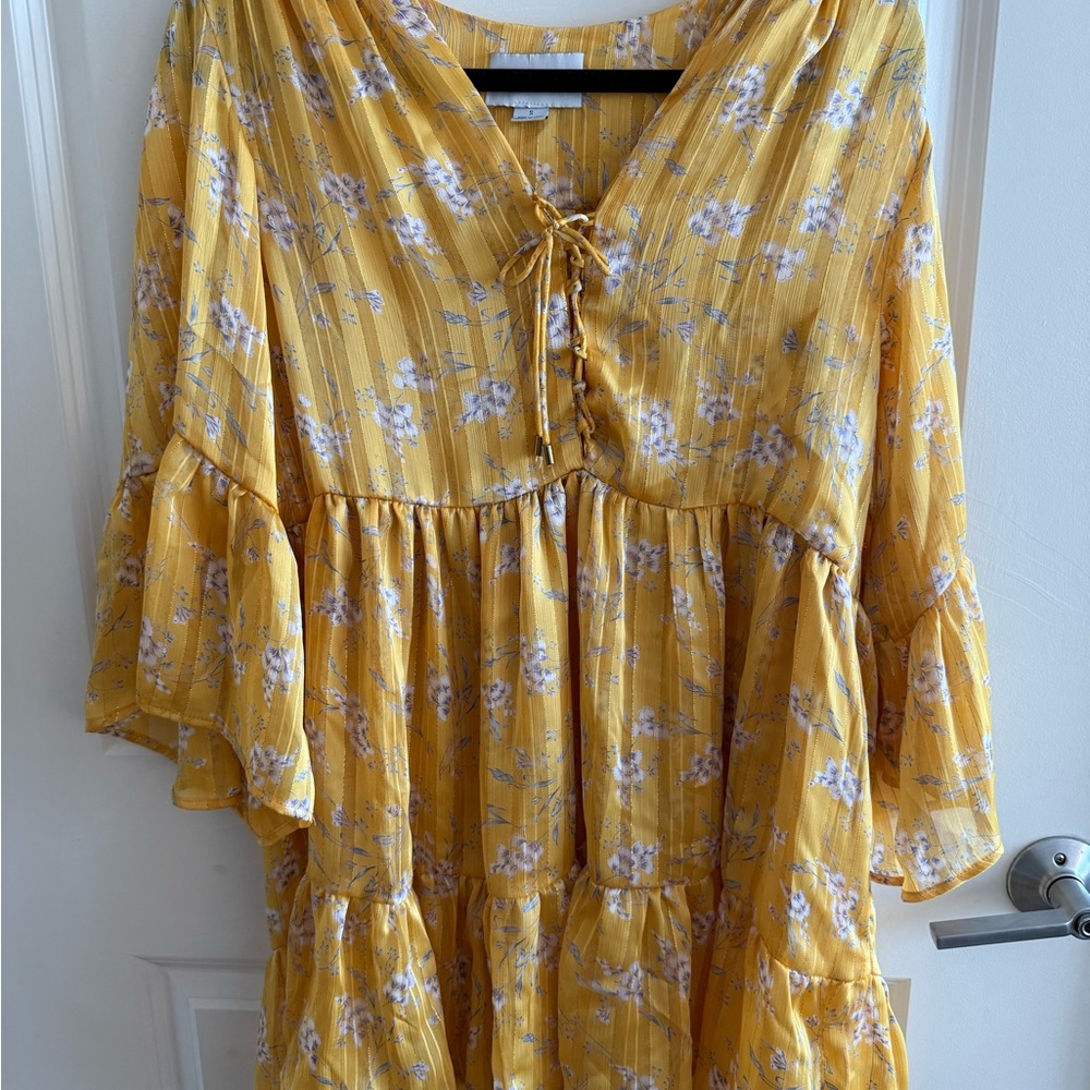 Sabina Musayev Yellow Floral Tie-Front Dress
